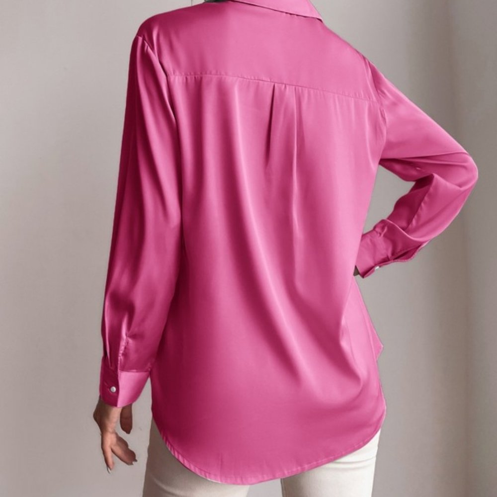 BARBIE GIRL Hot Pink Satin Blouse - Picture 3 of 7